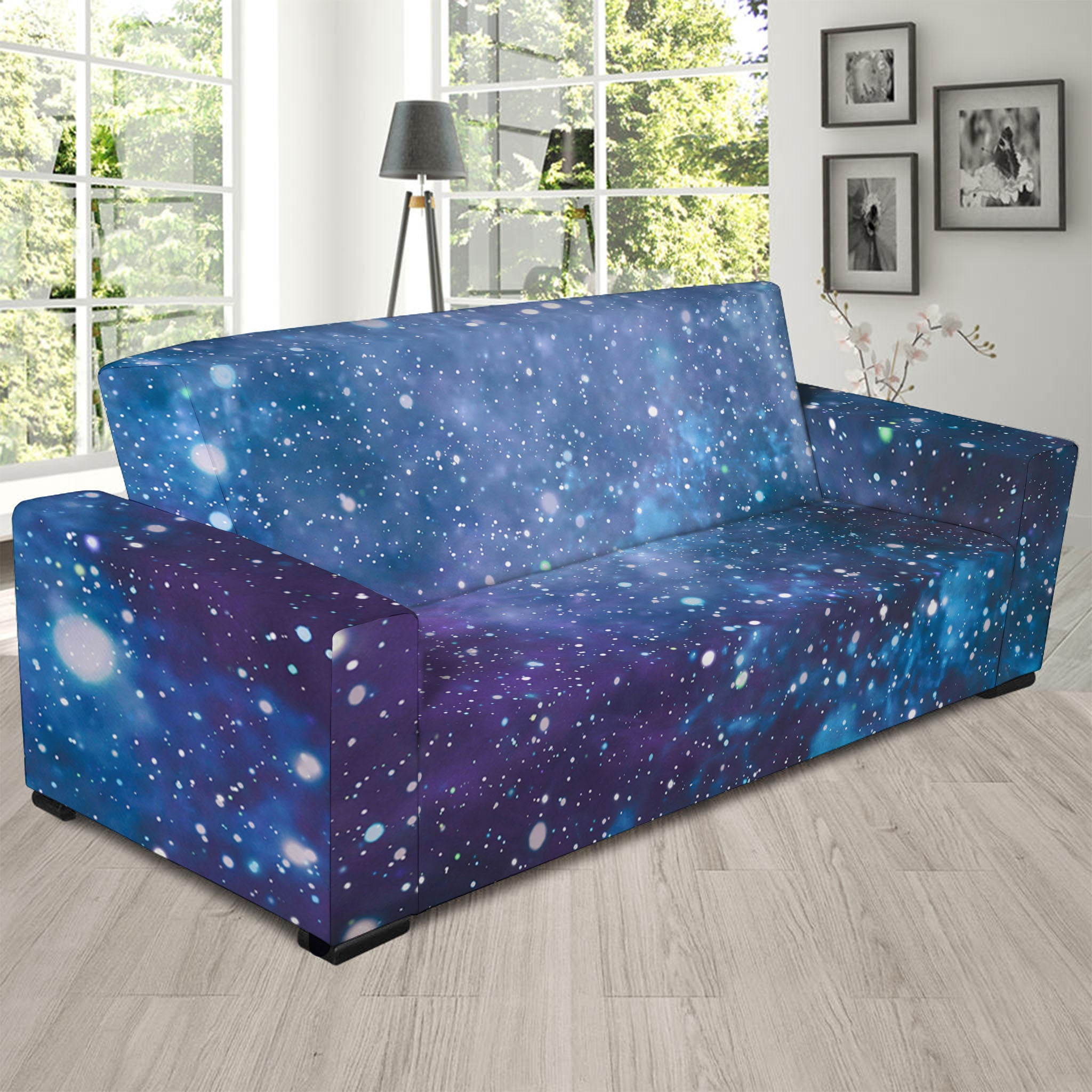 Blue Cloud Starfield Galaxy Space Print Sofa Slipcover