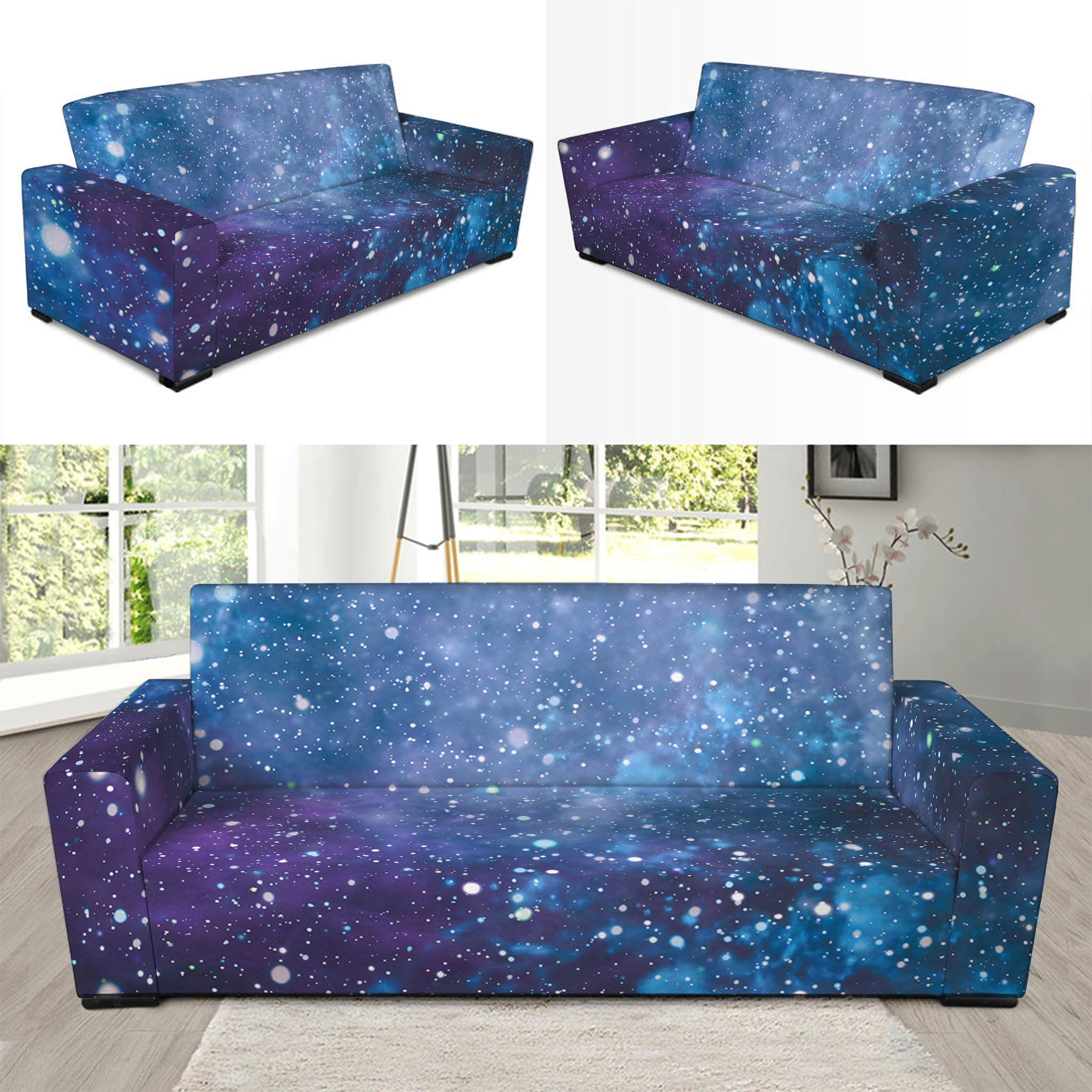 Blue Cloud Starfield Galaxy Space Print Sofa Slipcover