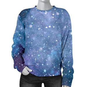 Blue Cloud Starfield Galaxy Space Print Women's Crewneck Sweatshirt GearFrost