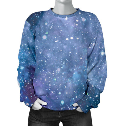 Blue Cloud Starfield Galaxy Space Print Women's Crewneck Sweatshirt GearFrost