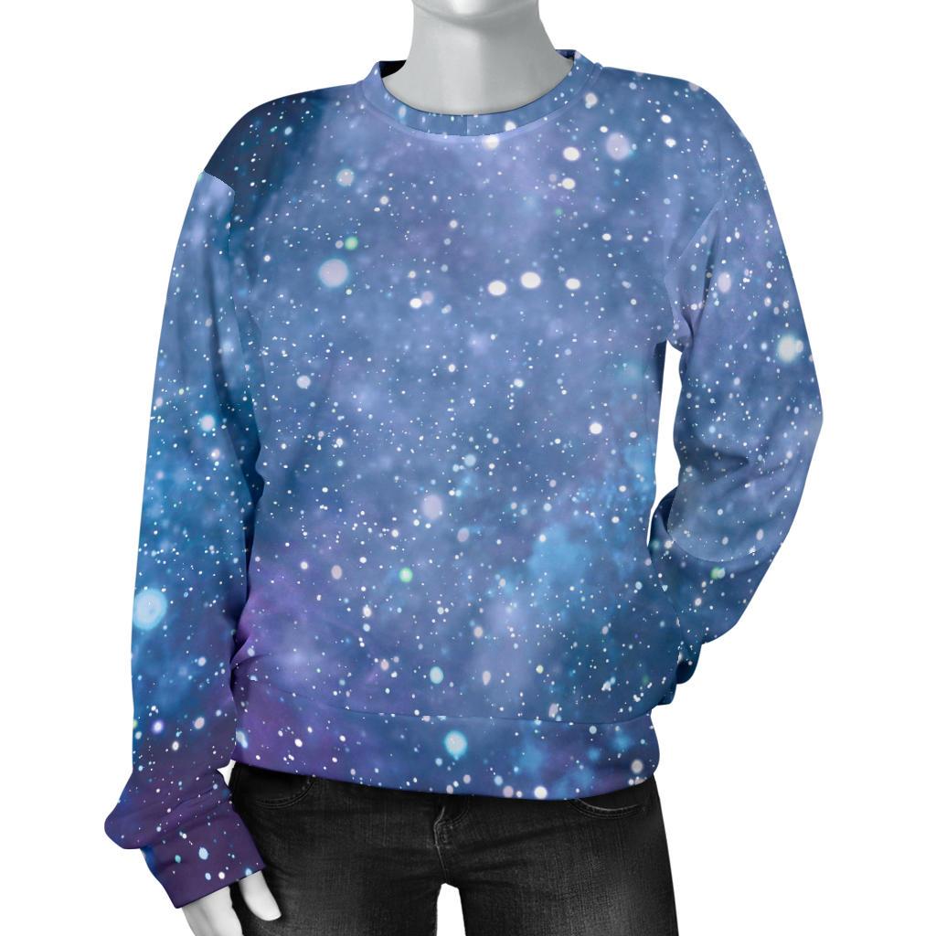 Blue Cloud Starfield Galaxy Space Print Women's Crewneck Sweatshirt GearFrost