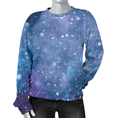 Blue Cloud Starfield Galaxy Space Print Women's Crewneck Sweatshirt GearFrost