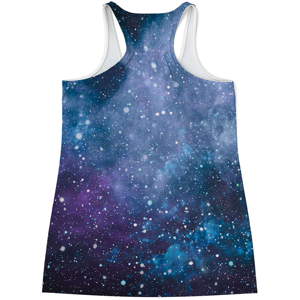Blue Cloud Starfield Galaxy Space Print Women's Racerback Tank Top