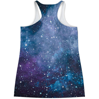 Blue Cloud Starfield Galaxy Space Print Women's Racerback Tank Top
