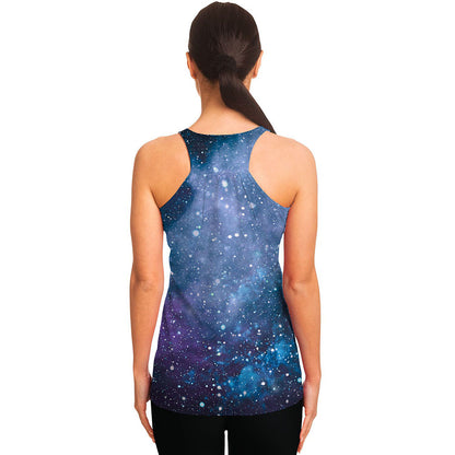Blue Cloud Starfield Galaxy Space Print Women's Racerback Tank Top