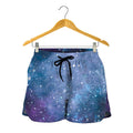 Blue Cloud Starfield Galaxy Space Print Women's Shorts