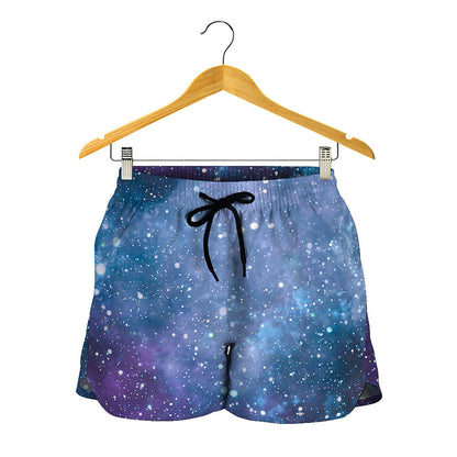 Blue Cloud Starfield Galaxy Space Print Women's Shorts