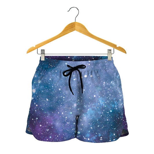 Blue Cloud Starfield Galaxy Space Print Women's Shorts
