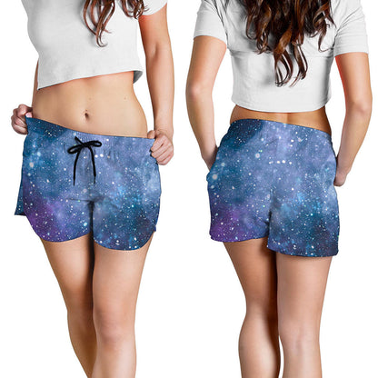 Blue Cloud Starfield Galaxy Space Print Women's Shorts