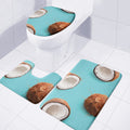 Blue Coconut Pattern Print 3 Piece Bath Mat Set