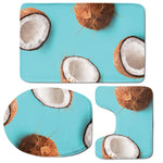Blue Coconut Pattern Print 3 Piece Bath Mat Set
