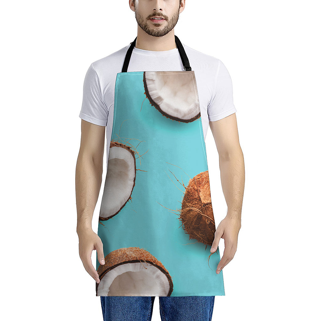 Blue Coconut Pattern Print Apron