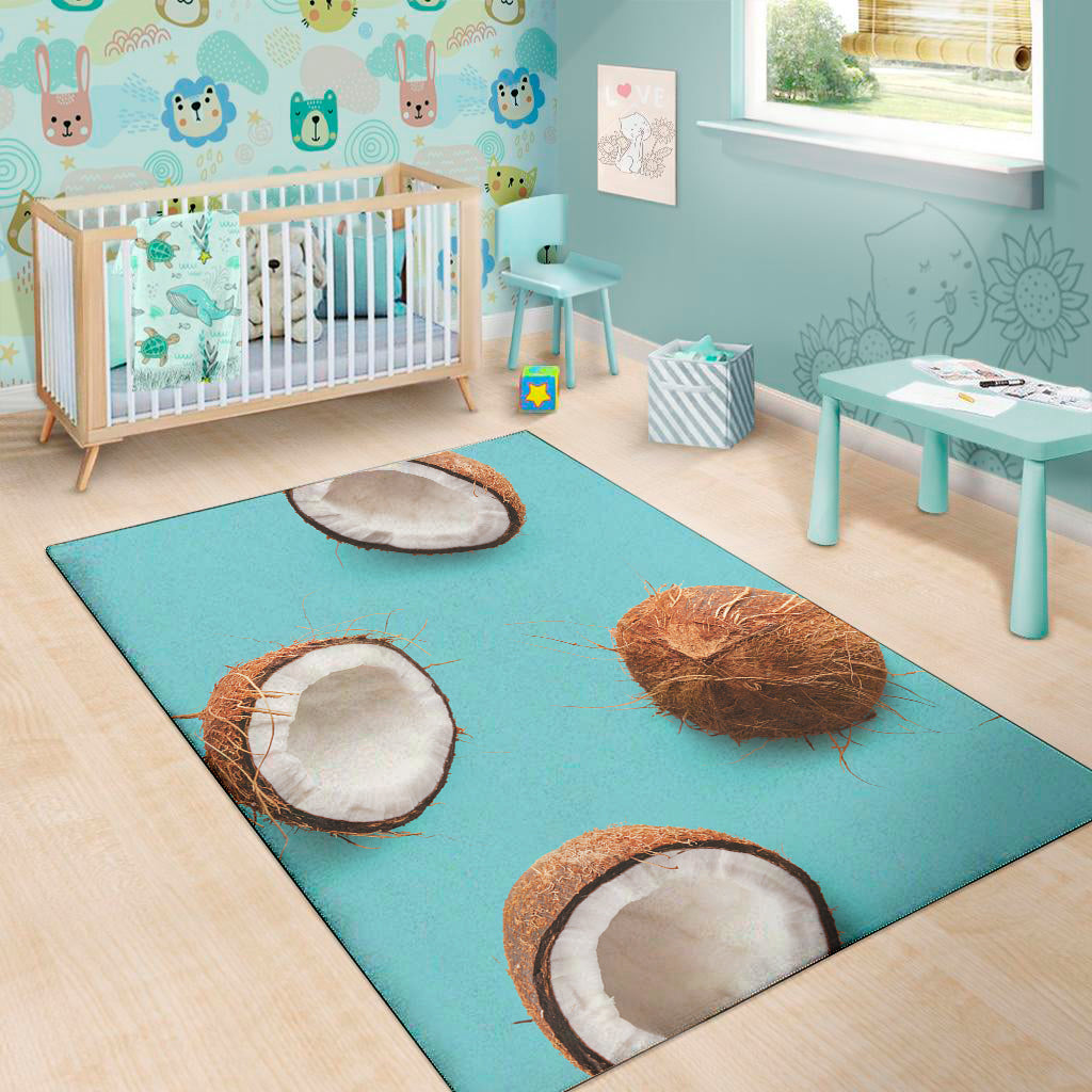 Blue Coconut Pattern Print Area Rug