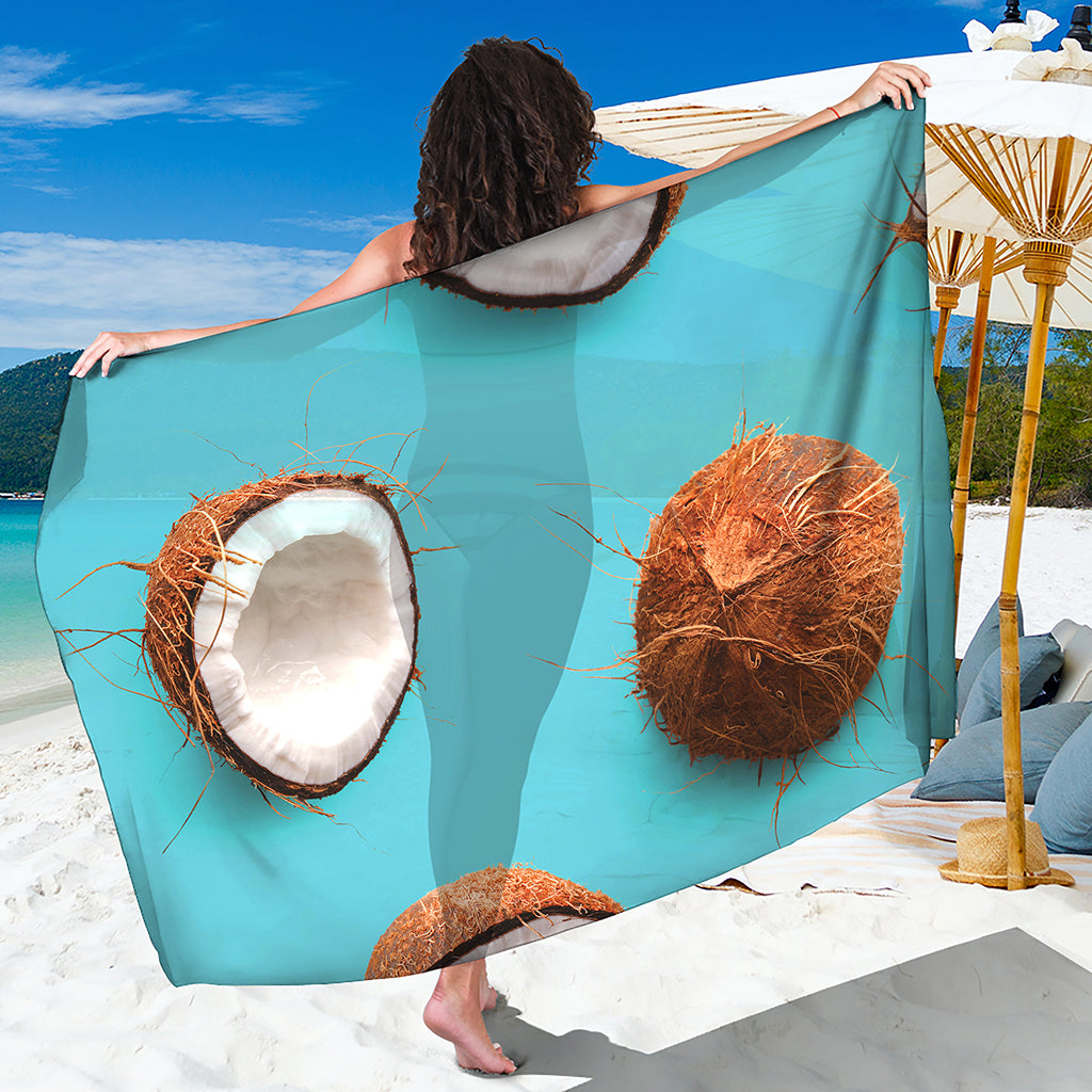 Blue Coconut Pattern Print Beach Sarong Wrap