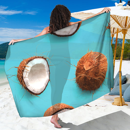 Blue Coconut Pattern Print Beach Sarong Wrap
