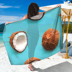 Blue Coconut Pattern Print Beach Sarong Wrap