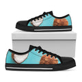 Blue Coconut Pattern Print Black Low Top Sneakers