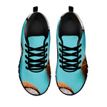Blue Coconut Pattern Print Black Sneakers