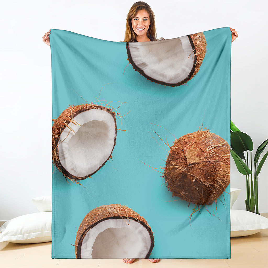 Blue Coconut Pattern Print Blanket