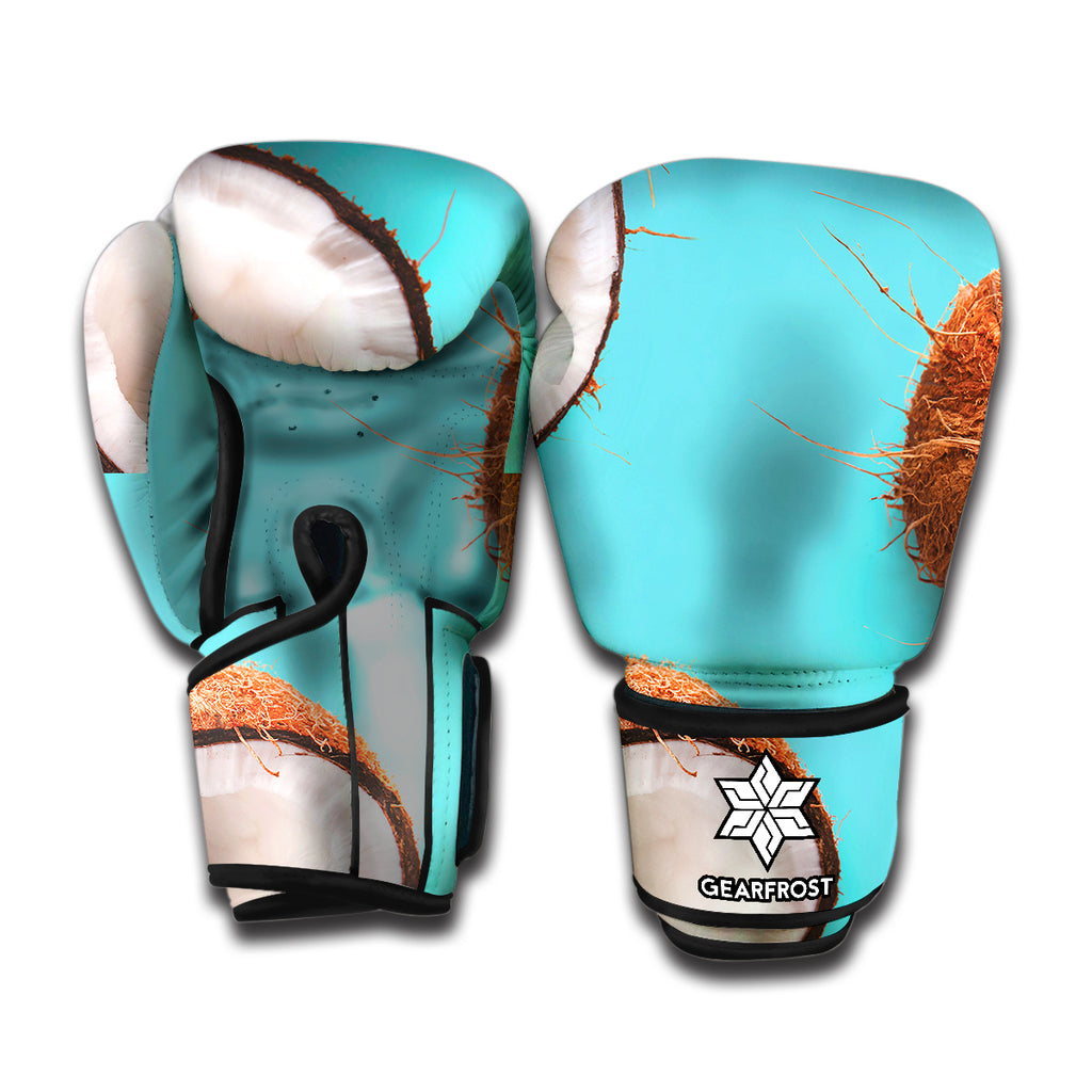 Blue Coconut Pattern Print Boxing Gloves