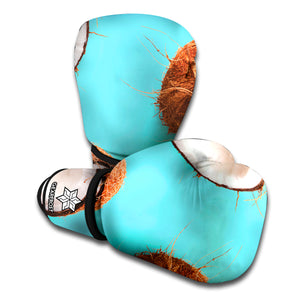 Blue Coconut Pattern Print Boxing Gloves