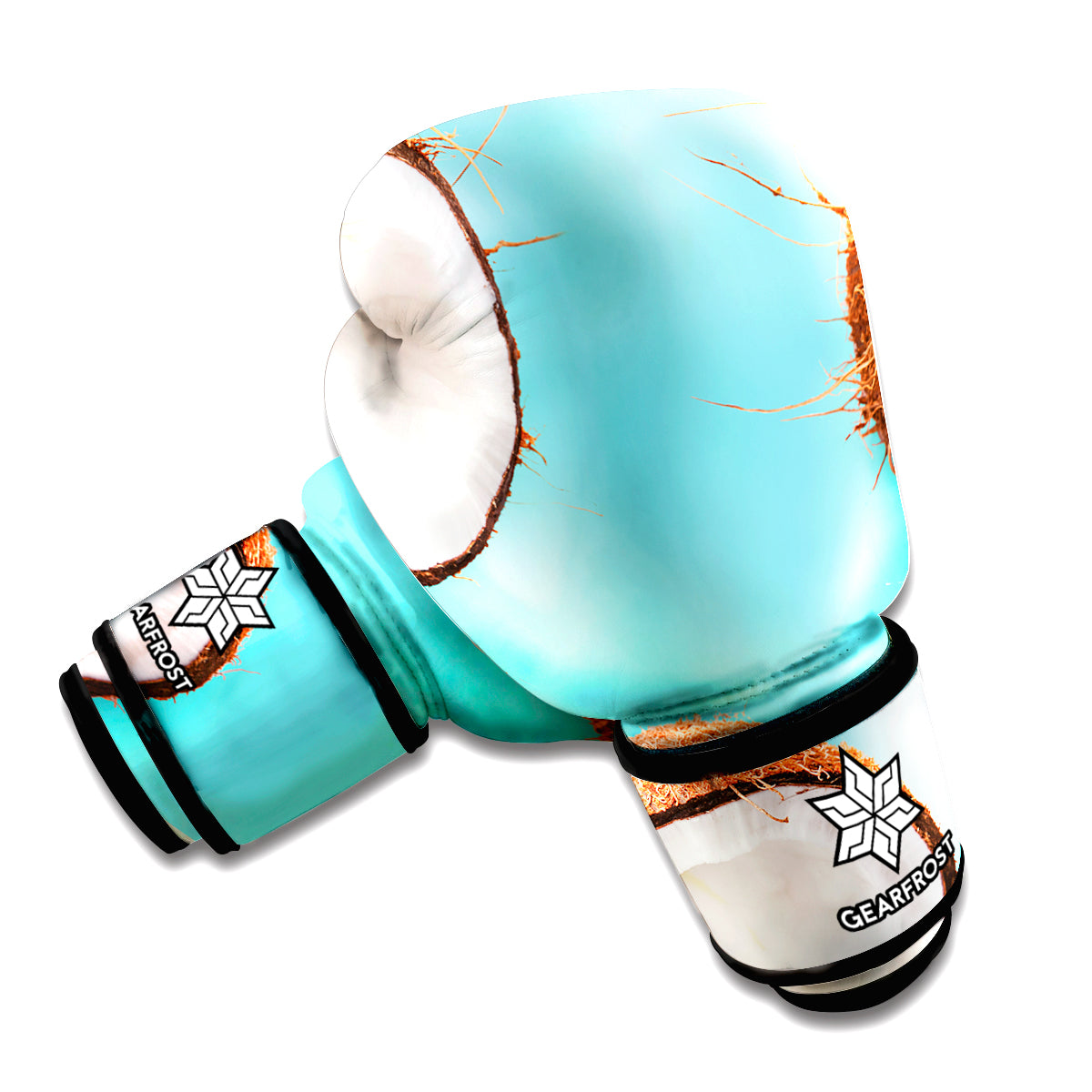 Blue Coconut Pattern Print Boxing Gloves