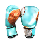 Blue Coconut Pattern Print Boxing Gloves