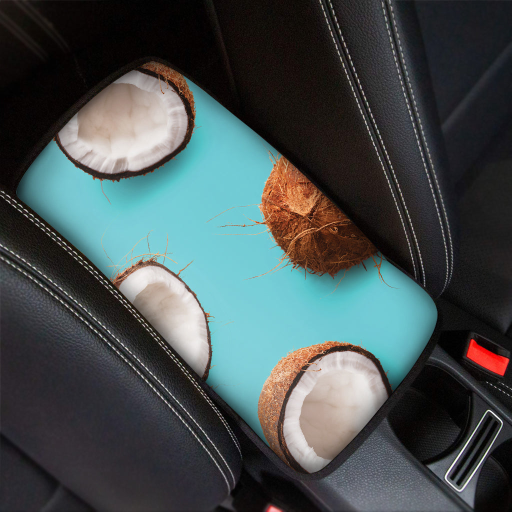 Blue Coconut Pattern Print Car Center Console Cover