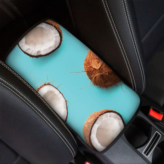Blue Coconut Pattern Print Car Center Console Cover