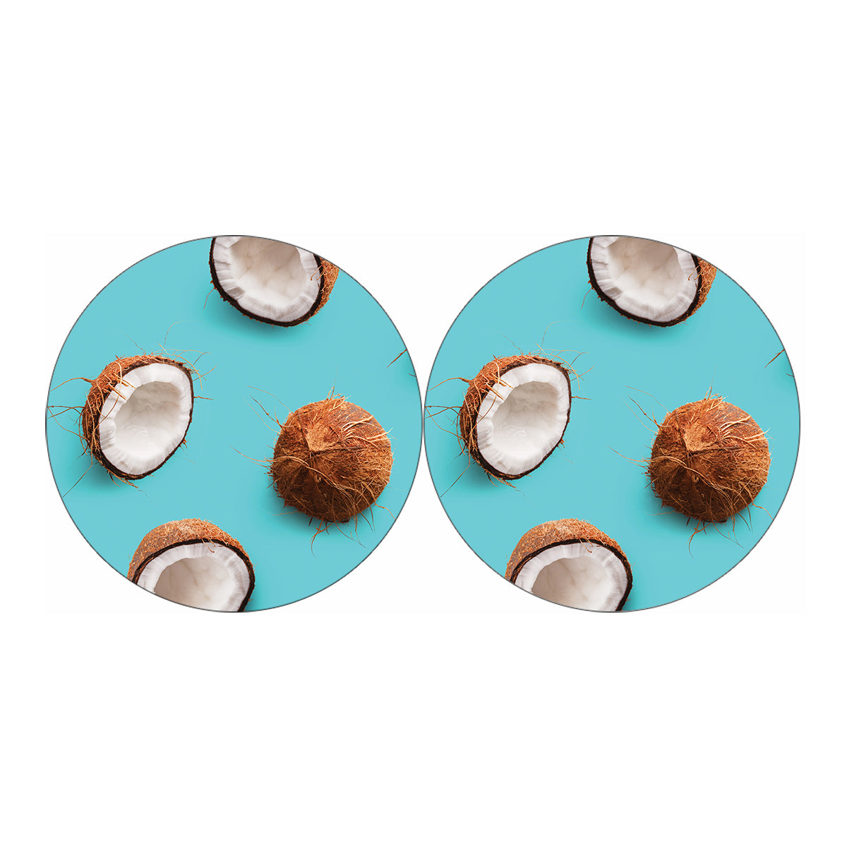Blue Coconut Pattern Print Car Coasters