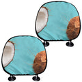 Blue Coconut Pattern Print Car Headrest Covers