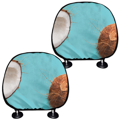 Blue Coconut Pattern Print Car Headrest Covers