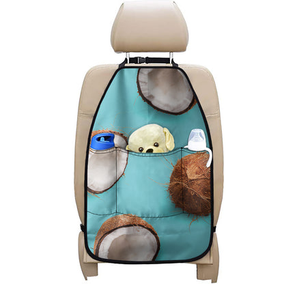 Blue Coconut Pattern Print Car Seat Organizers