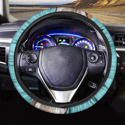 Blue Coconut Pattern Print Car Steering Wheel Cover