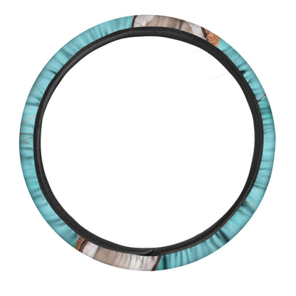 Blue Coconut Pattern Print Car Steering Wheel Cover