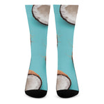 Blue Coconut Pattern Print Crew Socks