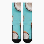 Blue Coconut Pattern Print Crew Socks