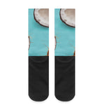 Blue Coconut Pattern Print Crew Socks