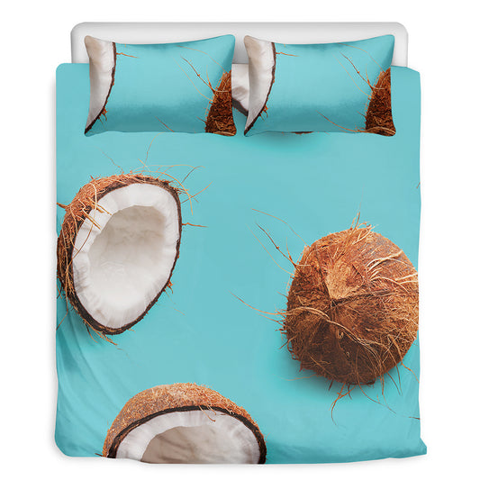 Blue Coconut Pattern Print Duvet Cover Bedding Set