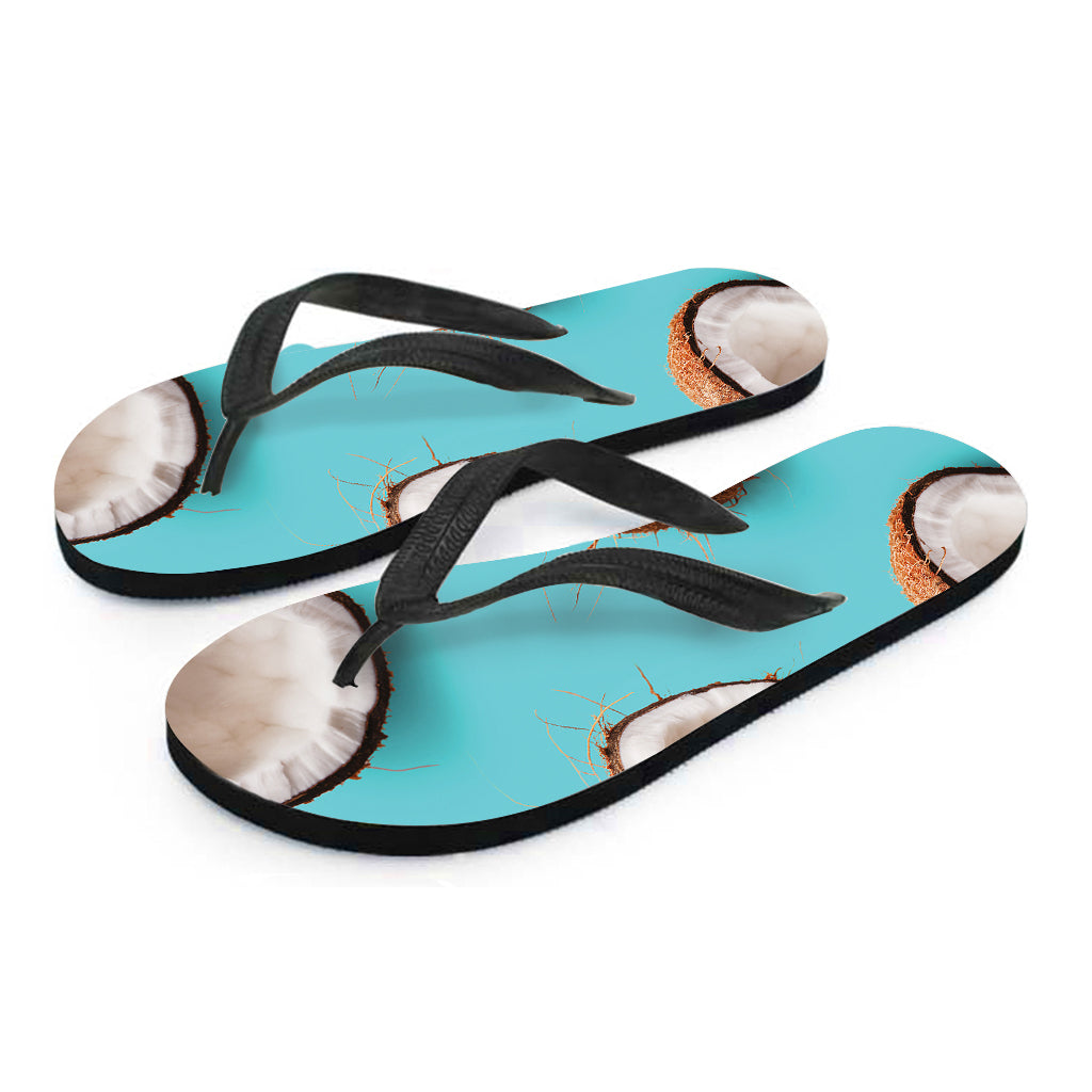 Blue Coconut Pattern Print Flip Flops