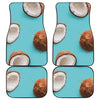 Blue Coconut Pattern Print Front and Back Car Floor Mats