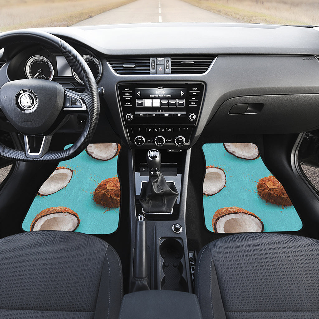 Blue Coconut Pattern Print Front Car Floor Mats