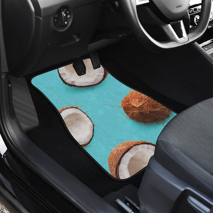Blue Coconut Pattern Print Front Car Floor Mats