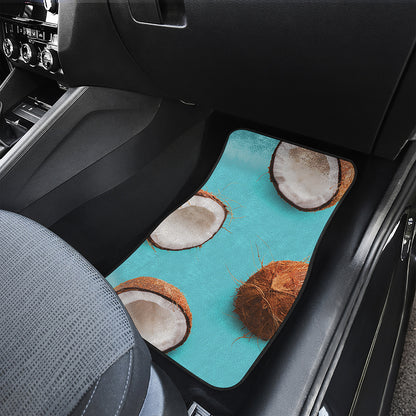 Blue Coconut Pattern Print Front Car Floor Mats