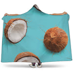 Blue Coconut Pattern Print Hooded Blanket