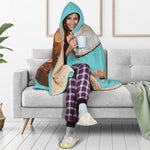 Blue Coconut Pattern Print Hooded Blanket