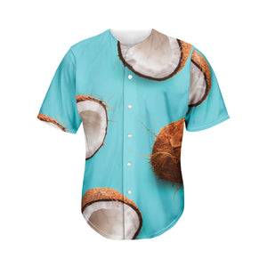 Blue Coconut Pattern Print Men's Baseball Jersey