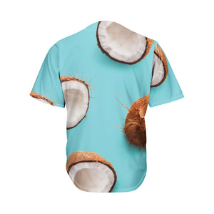 Blue Coconut Pattern Print Men's Baseball Jersey