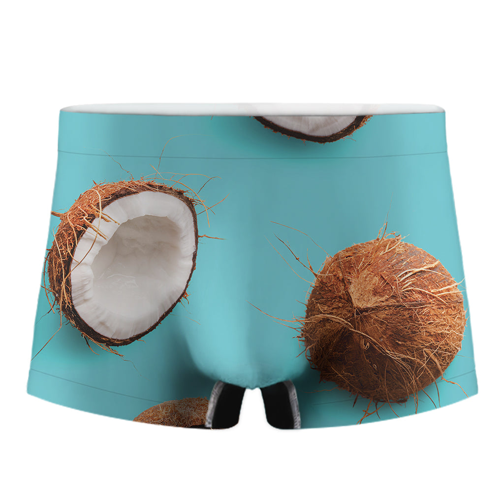 Blue Coconut Pattern Print Men's Boxer Briefs