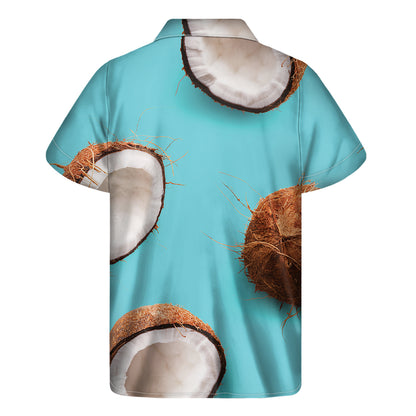 Blue Coconut Pattern Print Men's Short Sleeve Shirt
